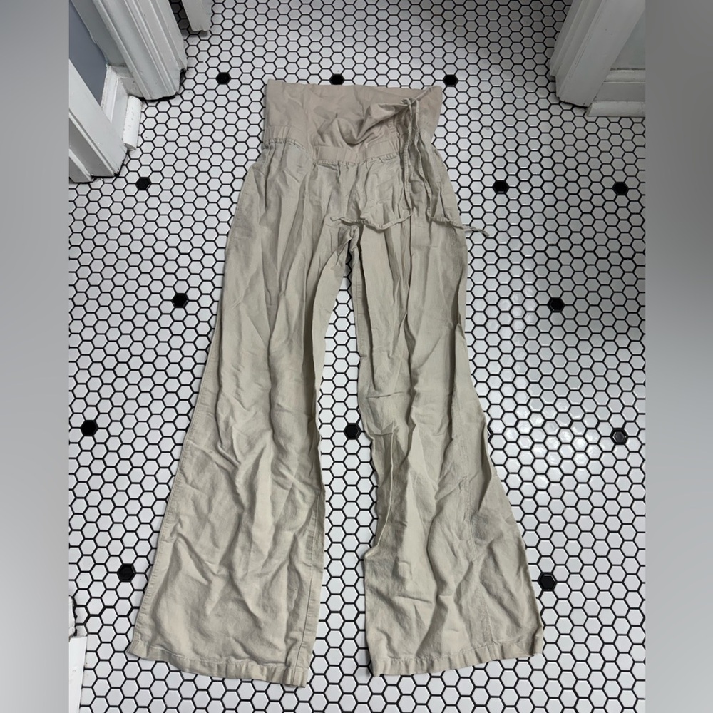Madrag linen Women's Tan High-Waisted Pants size medium